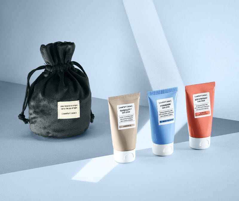 THE BODY CARE DISCOVERY EDIT ベルベットポーチとボディケア3種